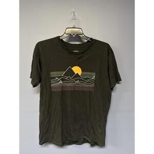 Ocean Current Black Mountain Sunset Graphic T-Shirt Men’s Large
